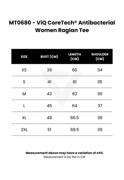 ViQ CoreTech® Antibacterial Wommen  Raglan Tee