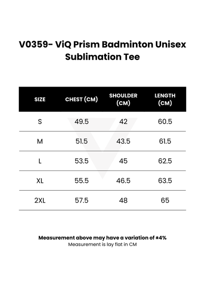 ViQ Prism Badminton Unisex Sublimation Tee